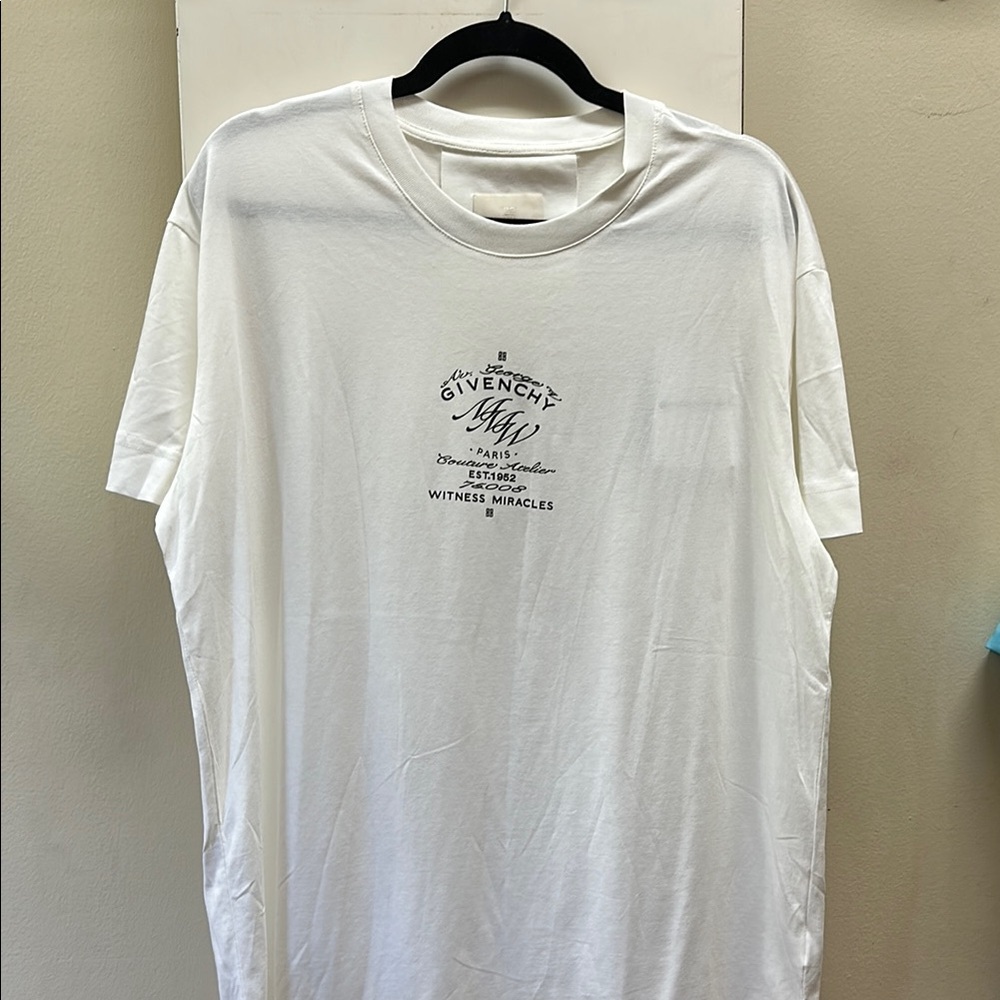 Givenchy White Short Sleeve Tee with Minimalist Design large